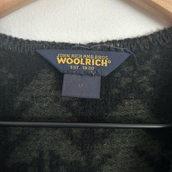 Woolrich Wool Button Up Sleeveless Vest Green Size M - Picture 6 of 6
